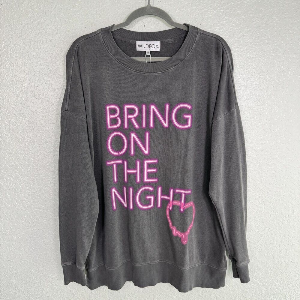 Wildfox Roadtrip Sweatshirt Womens XS Bring On The Night Burnout Oversize